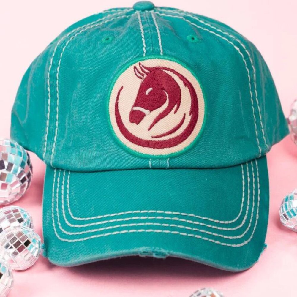 KBETHOS Horse Head Turquoise Distressed Baseball Cap Hat NWT